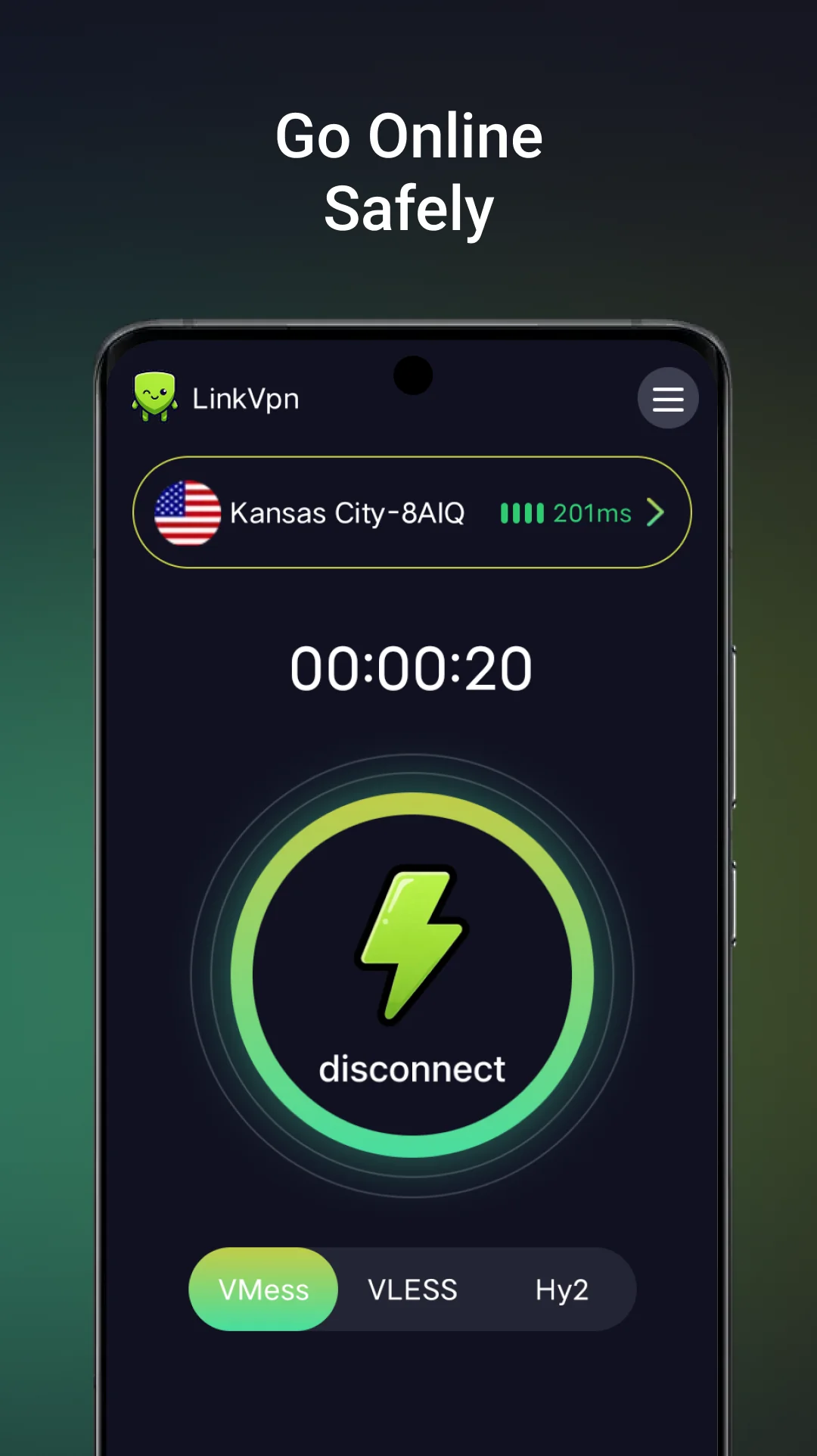 LinkVpn settings screen